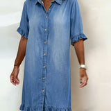 Maria | Robe en Denim Confortable avec Plis Flatteurs