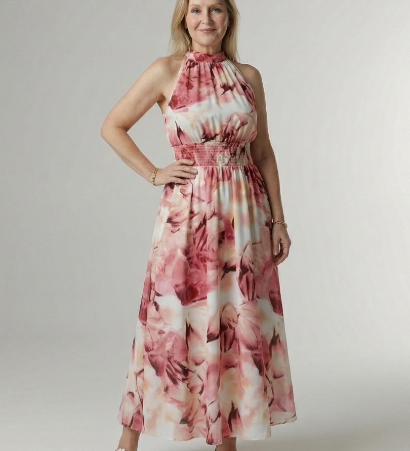 Sylin | Robe midi froncée à col halter