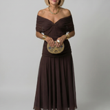 Calen | Robe midi fluide à épaules dénudées