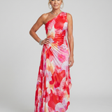 Taya | Robe midi à une épaule et corsage plissé