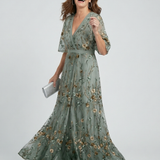 Selora | Robe maxi florale fluide à col halter