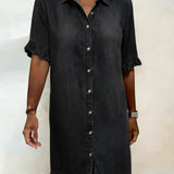 Maria | Robe en Denim Confortable avec Plis Flatteurs