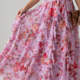 Nori | Robe maxi florale à col halter et corsage froncé