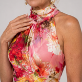 Elisabetta | Robe maxi à col halter et imprimé floral