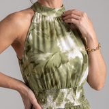 Olivia | Robe midi à taille froncée et imprimé abstrait