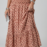 Amira | Robe midi à col halter croisé, imprimé géométrique et découpes