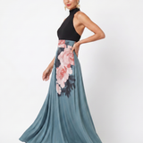 Olympas | Robe maxi à corsage halter et jupe florale
