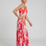 Taya | Robe midi à une épaule et corsage plissé