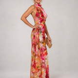 Elisabetta | Robe maxi à col halter et imprimé floral