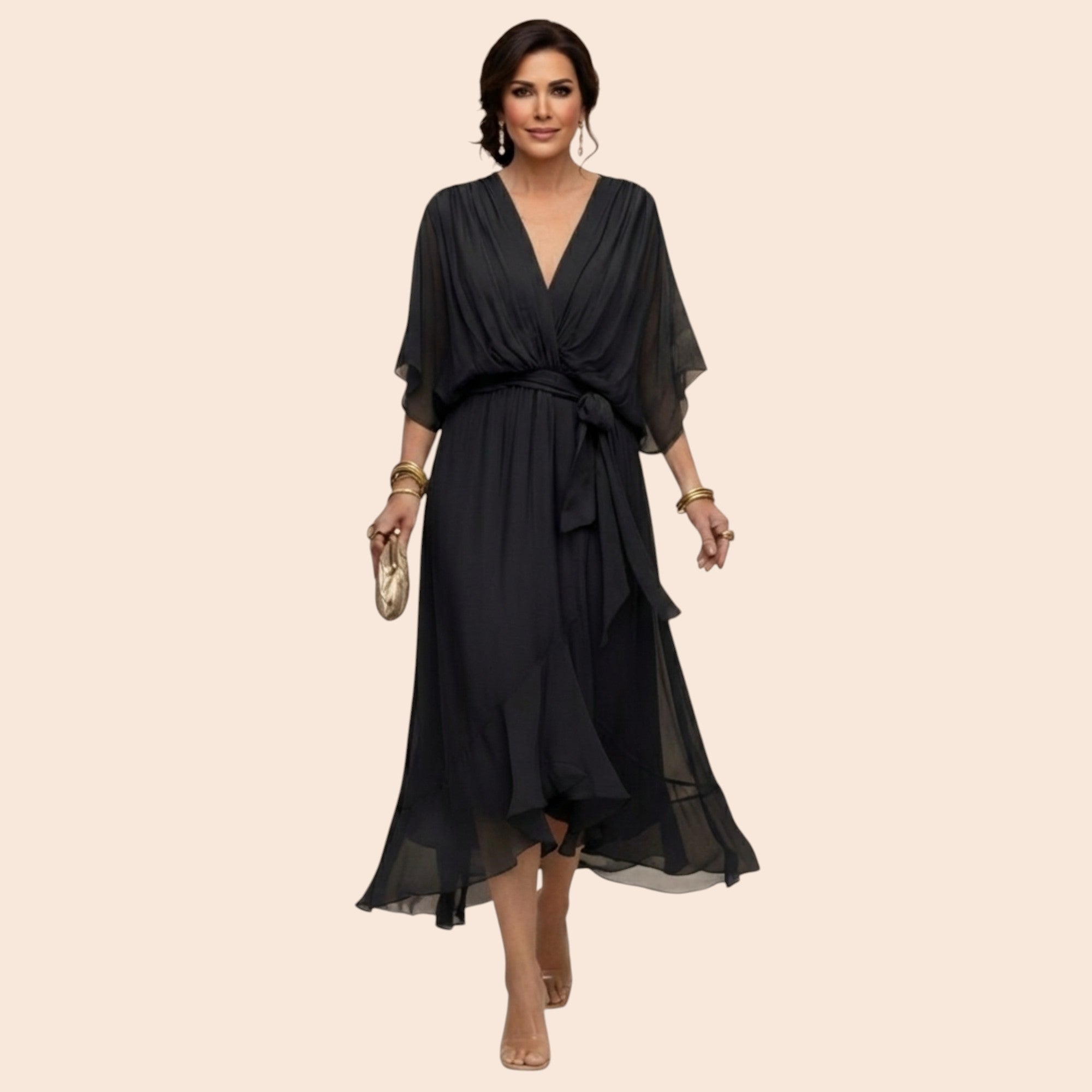 Sarah | Robe Sandra Mousseline Col V