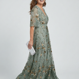 Selora | Robe maxi florale fluide à col halter