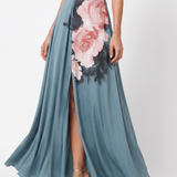 Olympas | Robe maxi à corsage halter et jupe florale