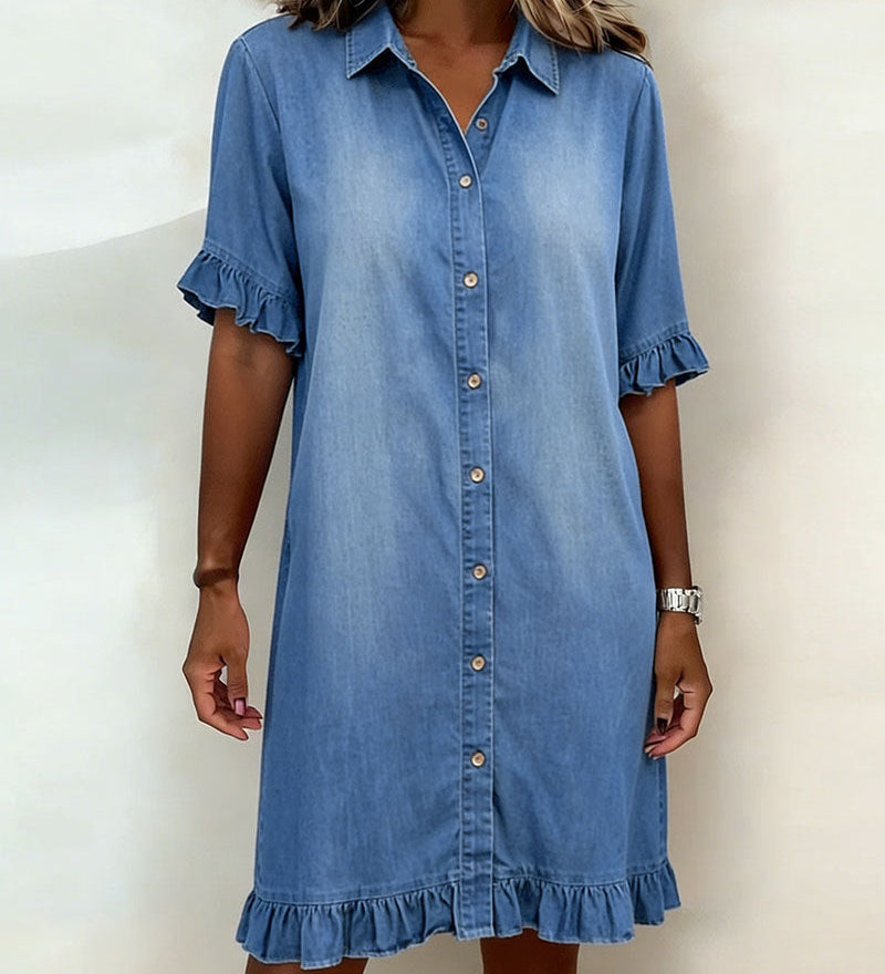 Maria | Robe en Denim Confortable avec Plis Flatteurs