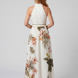 Meadow | Robe maxi à col halter drapé et panneaux botaniques