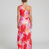 Taya | Robe midi à une épaule et corsage plissé
