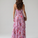 Nori | Robe maxi florale à col halter et corsage froncé