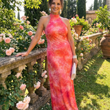 Coraline | Robe maxi à col halter et motif imprimé