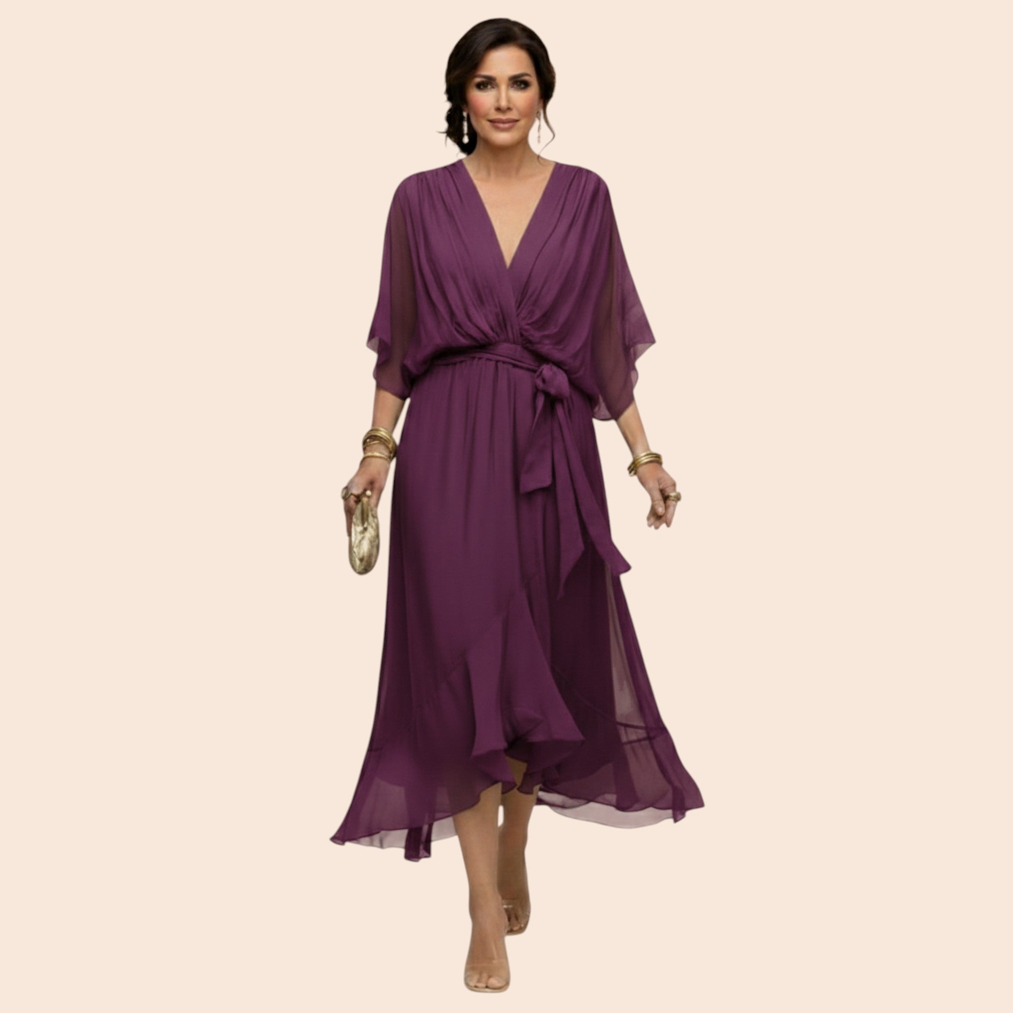 Sarah | Robe Sandra Mousseline Col V