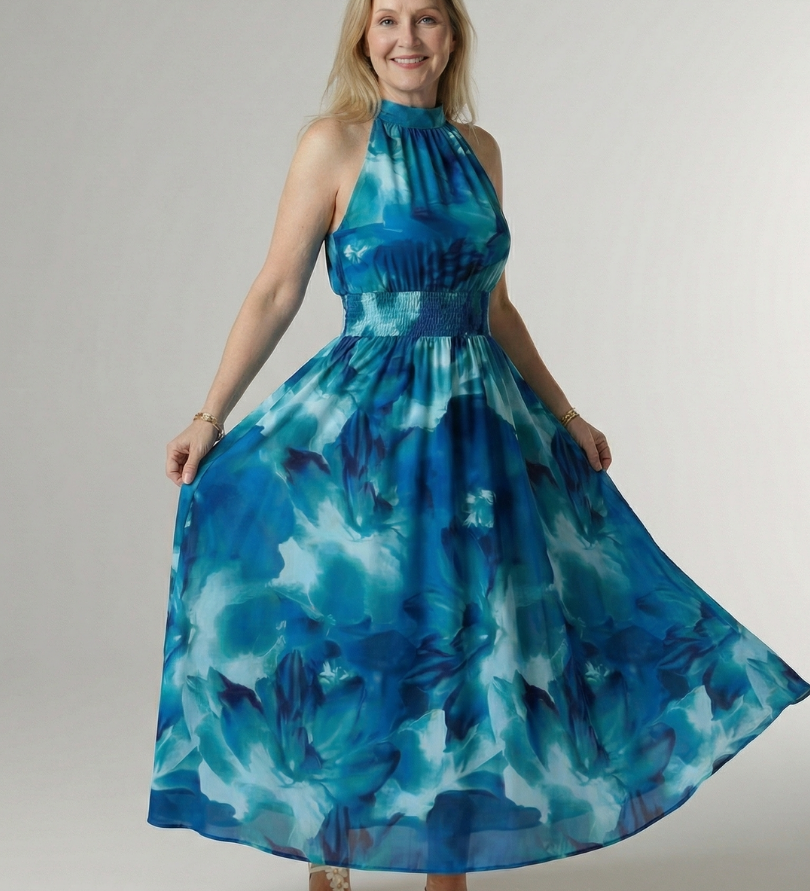 Sylin | Robe midi froncée à col halter