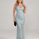 Sirea | Robe midi sans manches à sequins et panneau transparent