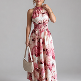 Olivia | Robe midi à taille froncée et imprimé abstrait