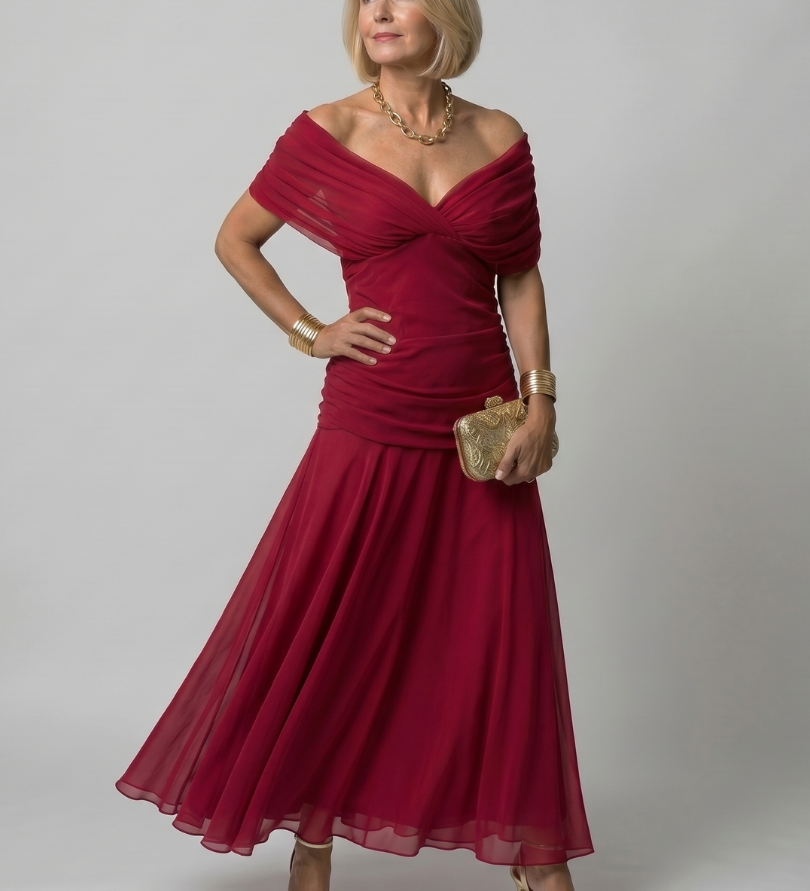 Calen | Robe midi fluide à épaules dénudées