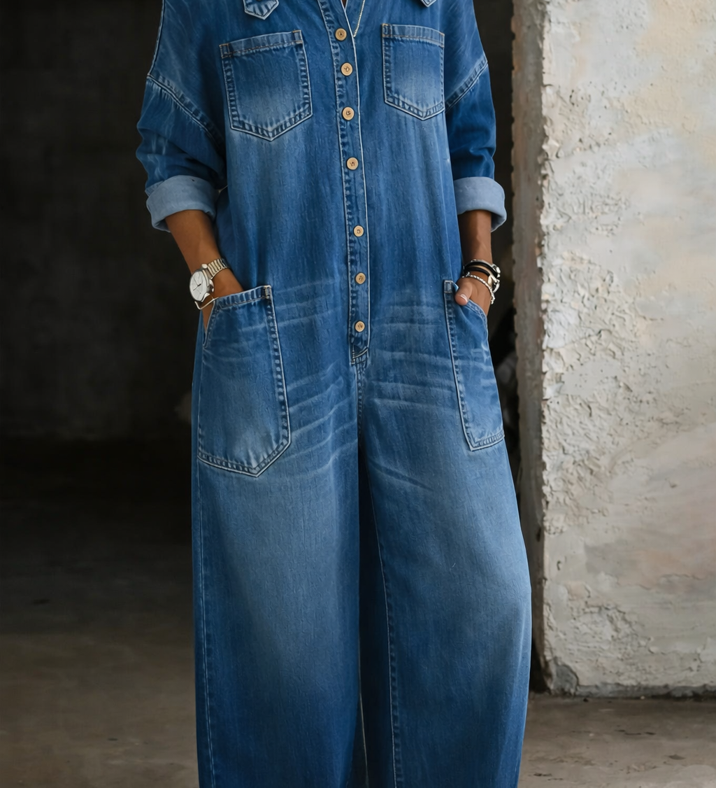 Sophia | Robe en denim avec épaules dénudées