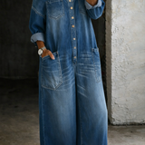 Sophia | Robe en denim avec épaules dénudées