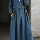 Melissa | Robe en denim à manches longues et col rond