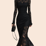 Julia | Robe Maxi en Dentelle Noire