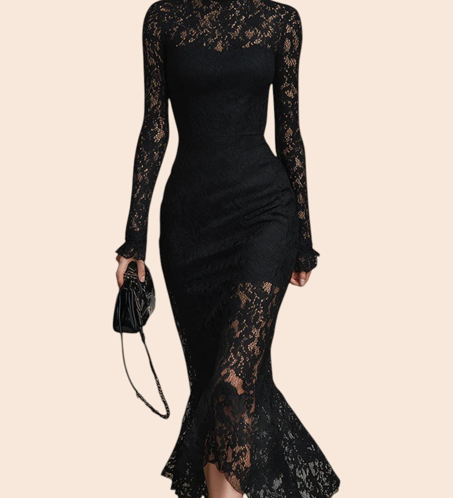 Julia | Robe Maxi en Dentelle Noire