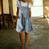 Adriana - Combinaison en denim floral avec toucher doux en coton et lavage vintage