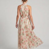 Aurelle | Robe midi à col halter fleuri