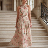 Aurelle | Robe midi à col halter fleuri