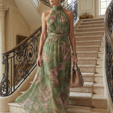 Mirelle | Robe midi à col halter froncé