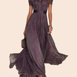 Julie | Robe Maxi Mousseline Bordée de Dentelle