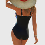 Maillot de bain à haute élasticité à la mode avec détail croisé à l'avant