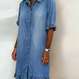 Maria | Robe en Denim Confortable avec Plis Flatteurs