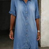 Maria | Robe en Denim Confortable avec Plis Flatteurs