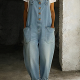 Carmen - Combinaison vintage en denim en coton doux avec bretelles réglables