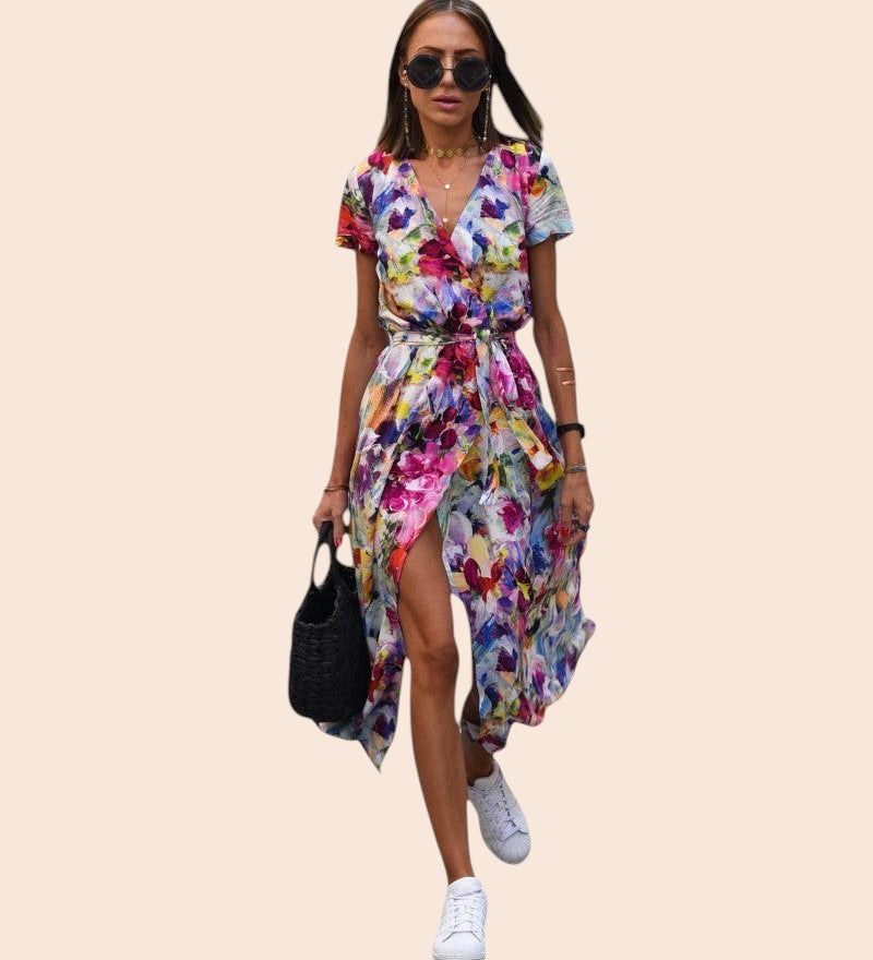 Judy | Robe Florale Élégante à Col en V