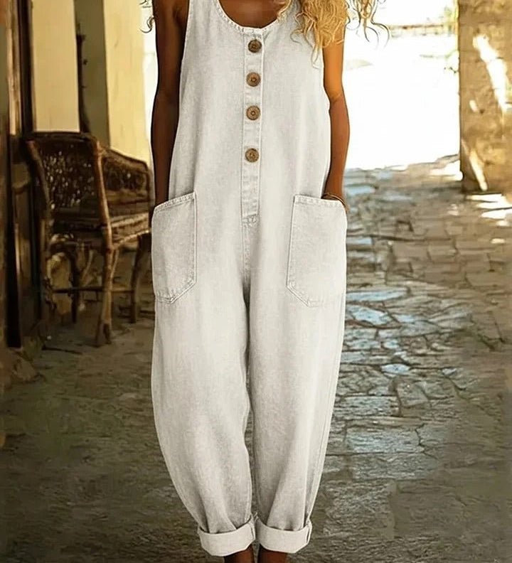 Valentina - Salopette en denim de coton lavé vintage