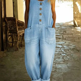 Valentina - Salopette en denim de coton lavé vintage